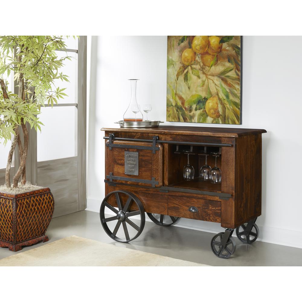 Two Door One Drawer Wine Cart, 37127. Picture 7