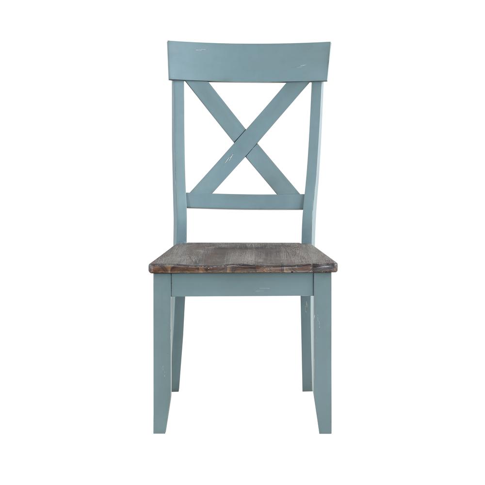 Set of 2 Bar Harbor Blue Crossback Dining Chairs. Picture 2
