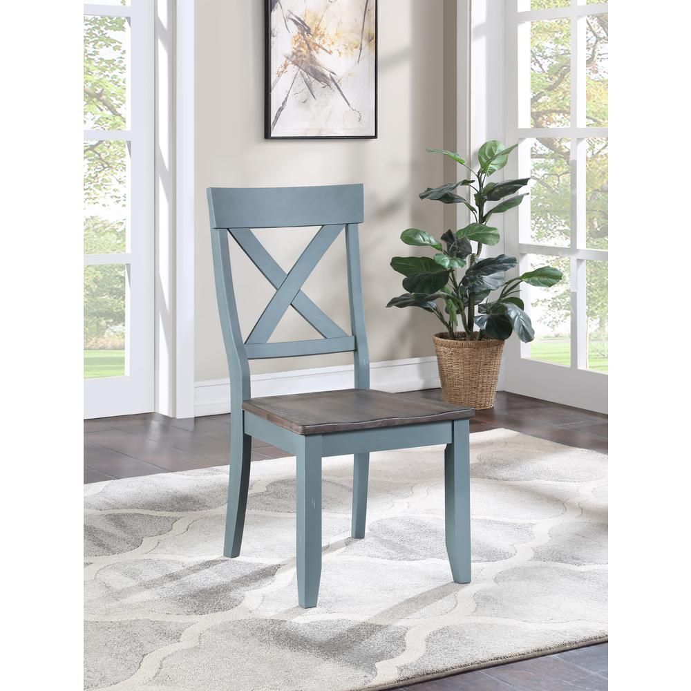 Set of 2 Bar Harbor Blue Crossback Dining Chairs. Picture 4