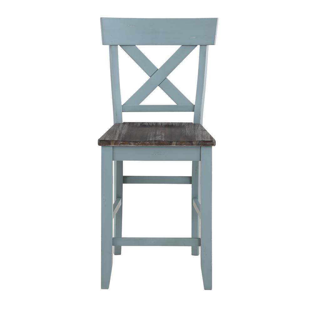 Set of 2 Bar Harbor Blue Crossback 41" Counter Height Dining Chairs. Picture 2