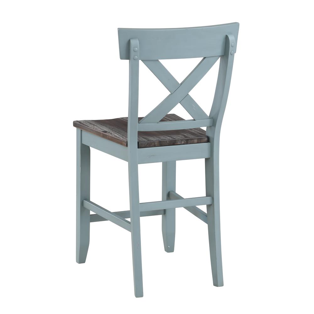 Set of 2 Bar Harbor Blue Crossback 41" Counter Height Dining Chairs. Picture 3
