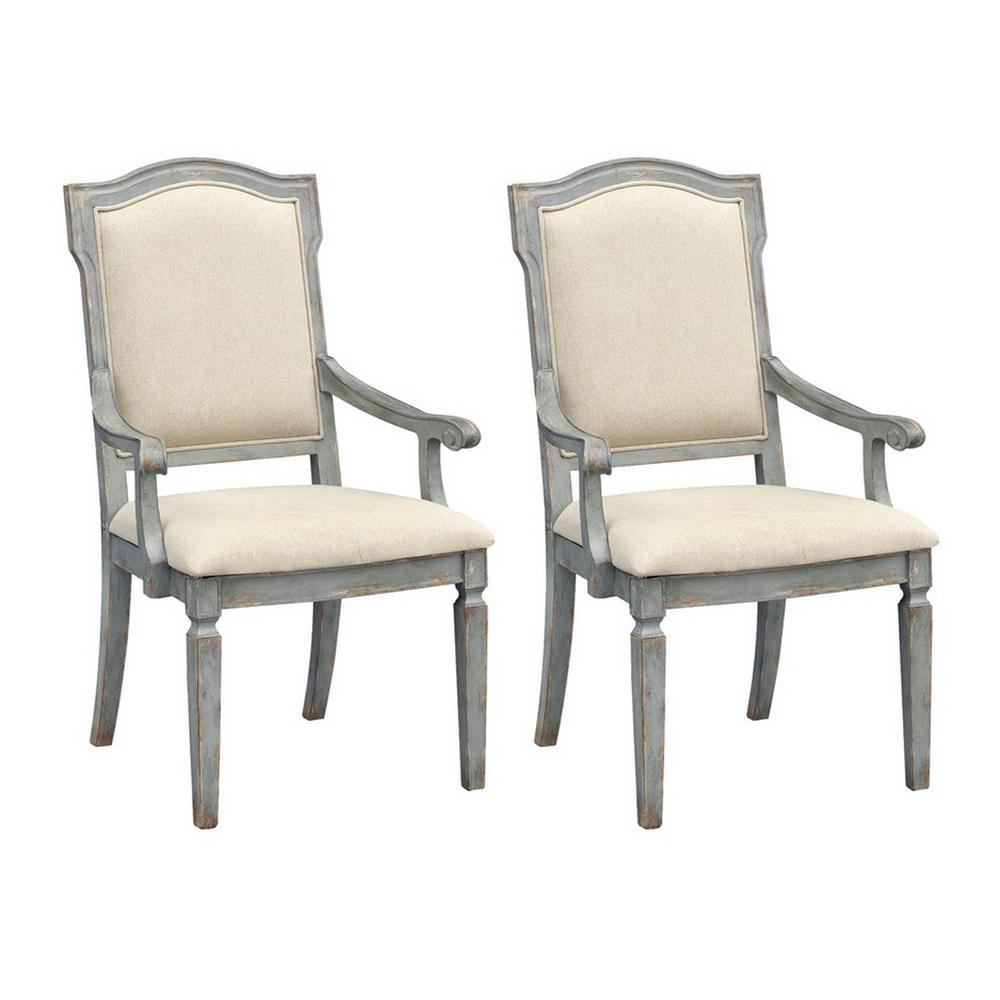 Set of 2 Upholstered Dining Arm Chairs. Picture 1