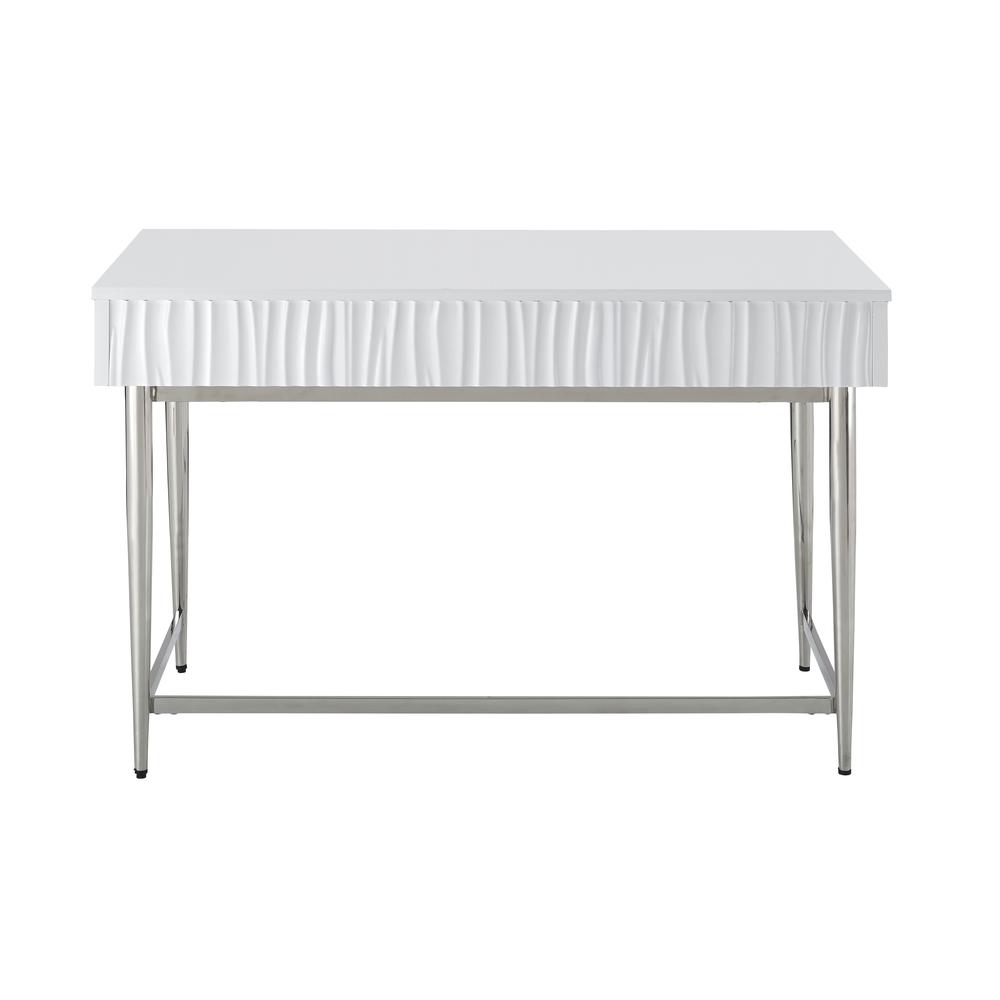 Miranda Coastal 2 Drawer Writing Desk for Home Office - Glossy White. Picture 4
