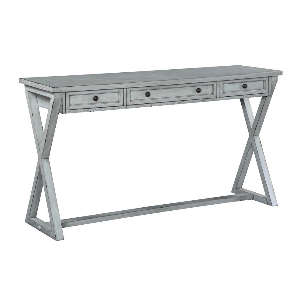 Keats French Country Style 3 Drawer Console Table - Light Grey. Picture 1