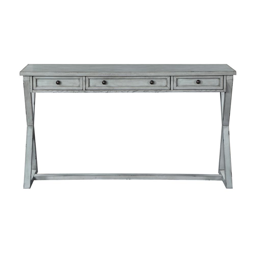 Keats French Country Style 3 Drawer Console Table - Light Grey. Picture 2
