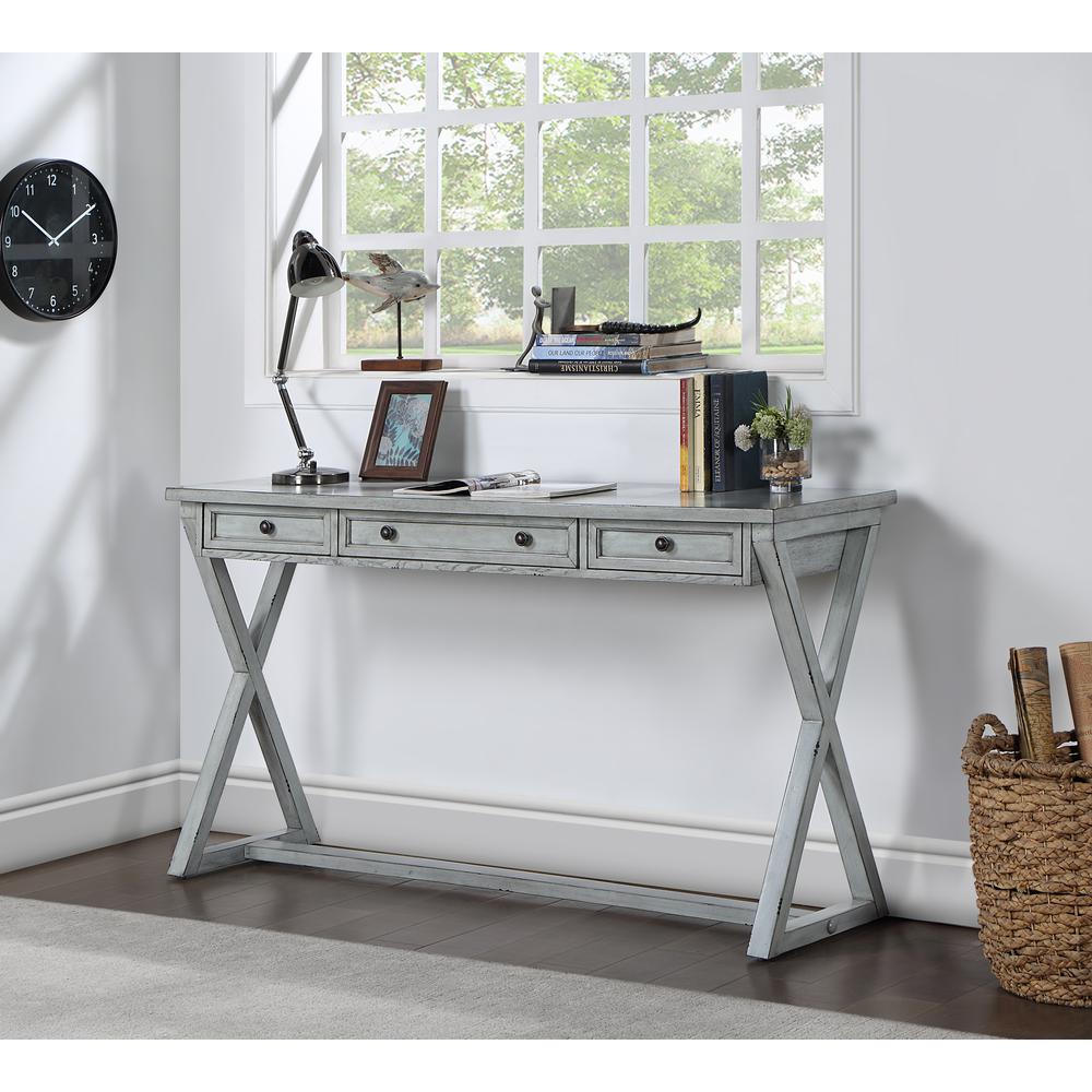 Keats French Country Style 3 Drawer Console Table - Light Grey. Picture 6