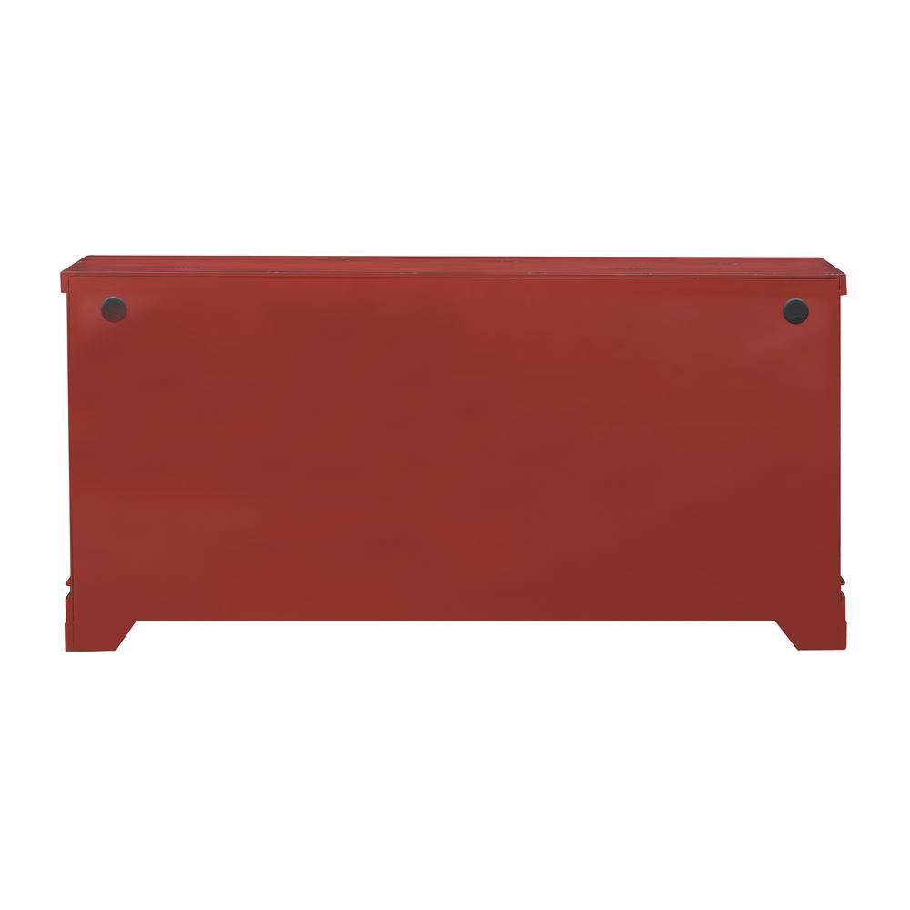 Rogan 4 Door Storage Credenza/Sideboard with Scroll Designed Door Fronts - Burnished Red. Picture 4