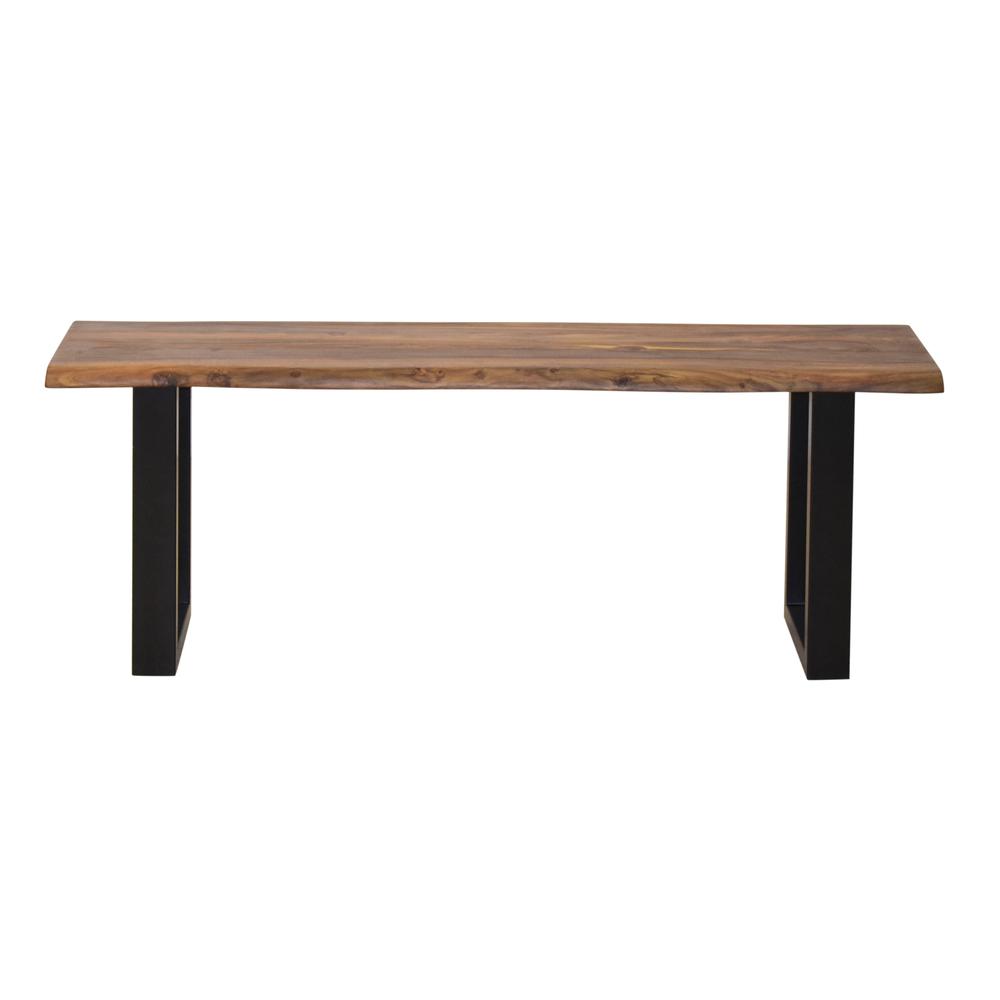 Heath Exotic Live Edge Solid Sheesham Wood Counter Height Dining Bench with Iron Legs. Picture 2