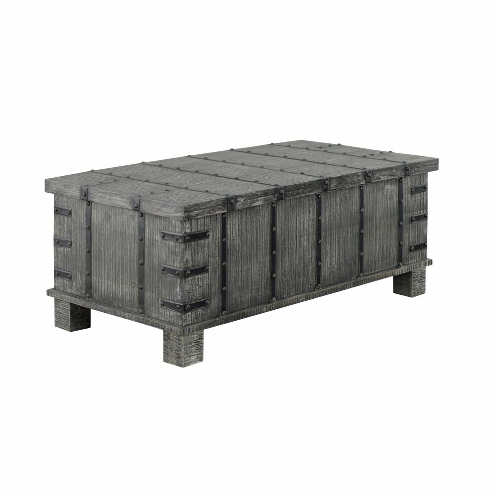 Rustic Lift Top Cocktail or Coffee Table with Hidden Storage in a Weathered Grey Finish. Picture 3