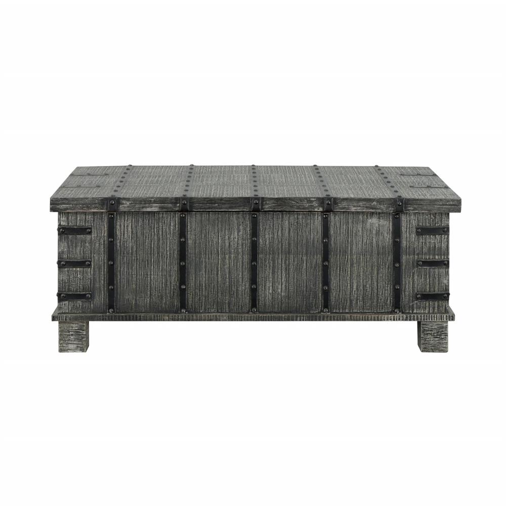 Rustic Lift Top Cocktail or Coffee Table with Hidden Storage in a Weathered Grey Finish. Picture 1