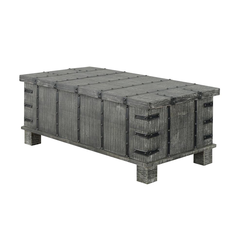 Rustic Lift Top Cocktail or Coffee Table with Hidden Storage in a Weathered Grey Finish. Picture 6