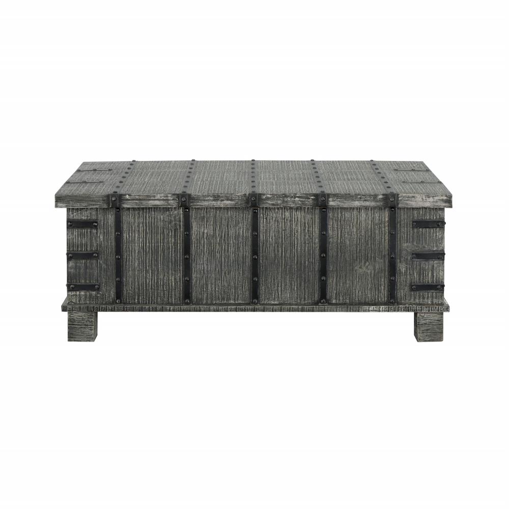 Rustic Lift Top Cocktail or Coffee Table with Hidden Storage in a Weathered Grey Finish. Picture 7