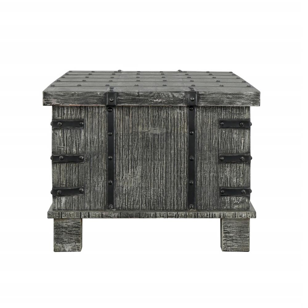 Rustic Lift Top Cocktail or Coffee Table with Hidden Storage in a Weathered Grey Finish. Picture 8