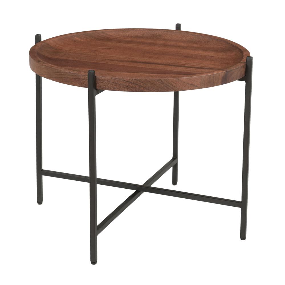 Brant Contemporary Round Tray Top Accent or Side Table with Black Metal Legs. Picture 1