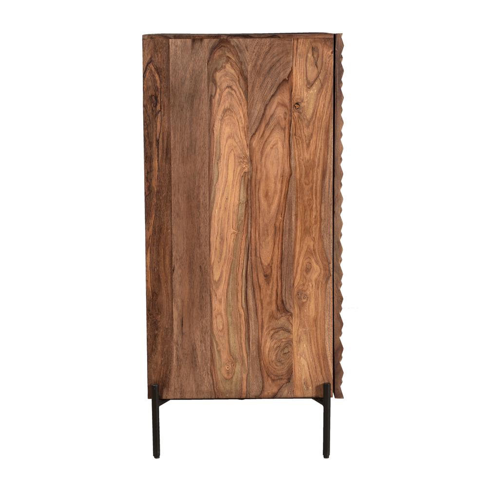 Atwood Exotic Solid Sheesham Wood 2 Door Bar Cabinet with Wine Bottle and Stemware Holder. Picture 5