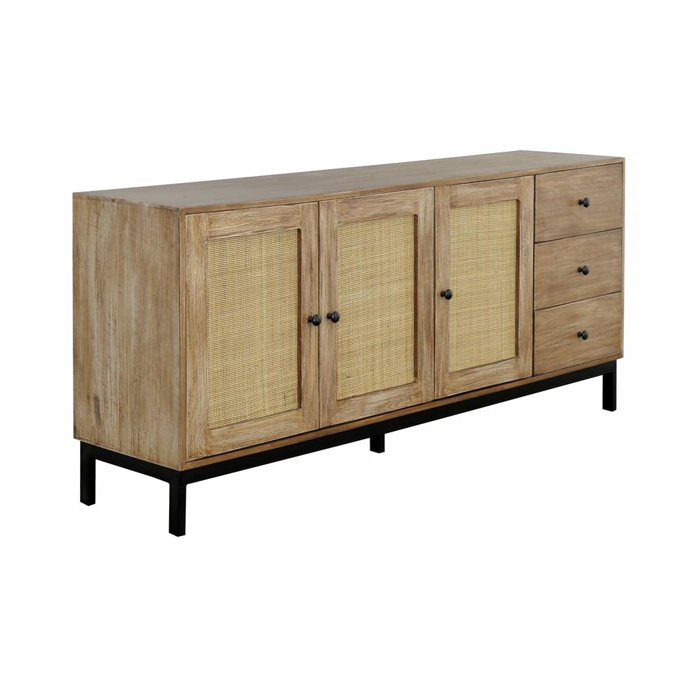 Jeremiah Contemporary Rectangle Three Door Three Drawer Credenza. Picture 1
