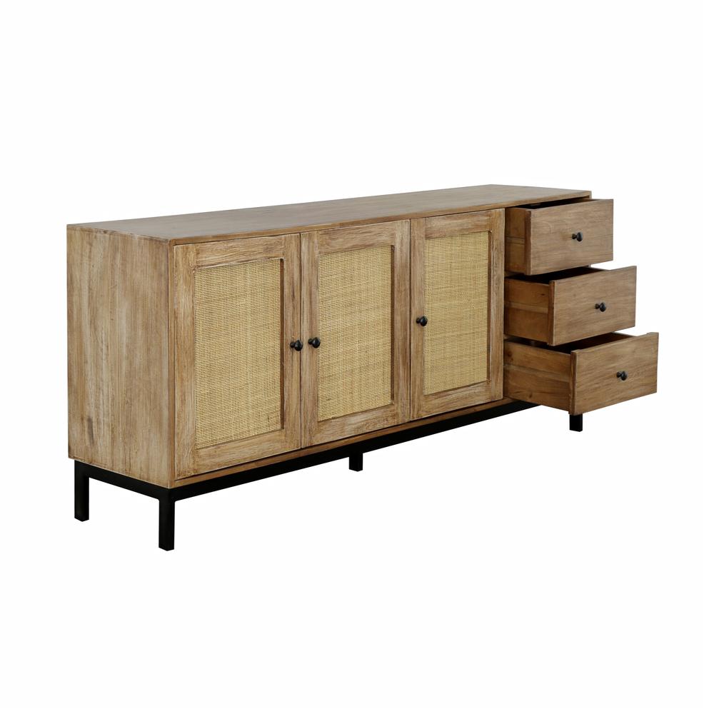 Jeremiah Contemporary Rectangle Three Door Three Drawer Credenza. Picture 2