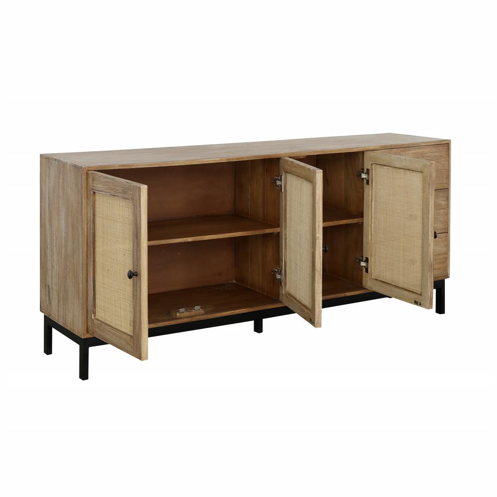 Jeremiah Contemporary Rectangle Three Door Three Drawer Credenza. Picture 3