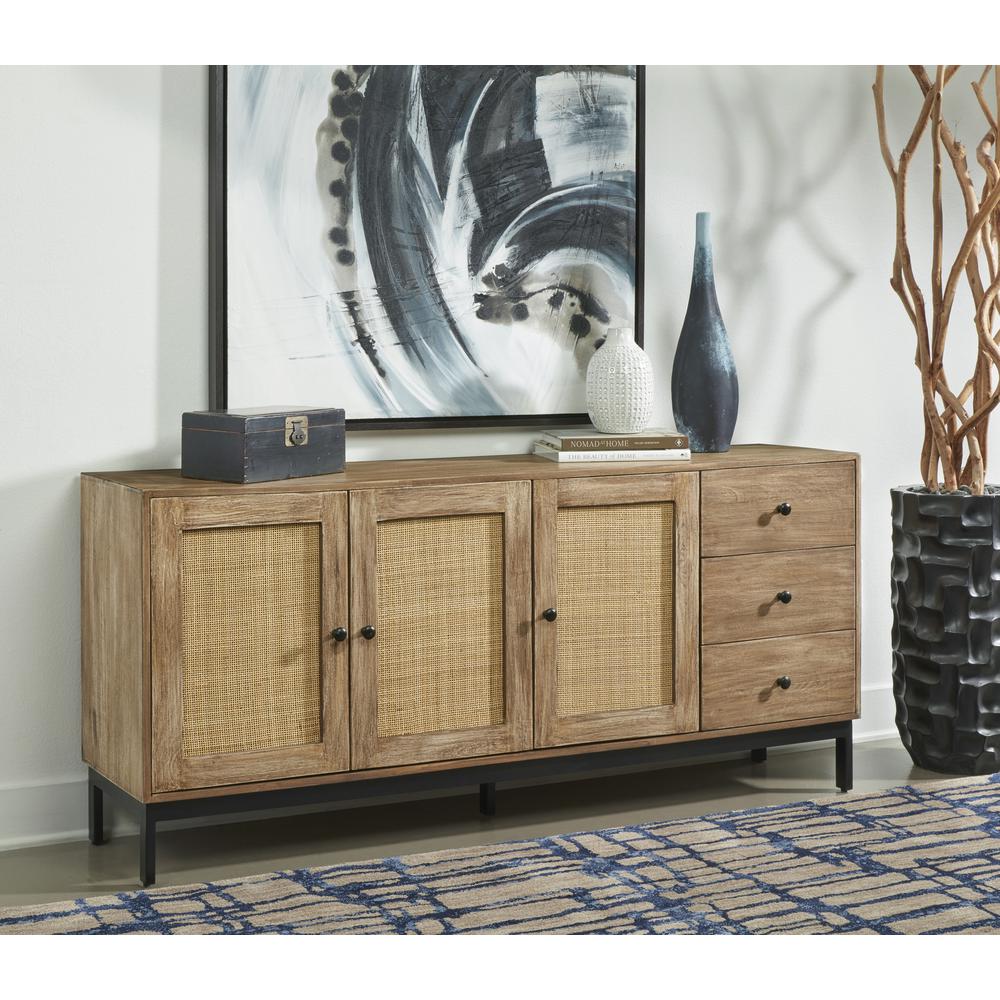 Jeremiah Contemporary Rectangle Three Door Three Drawer Credenza. Picture 7