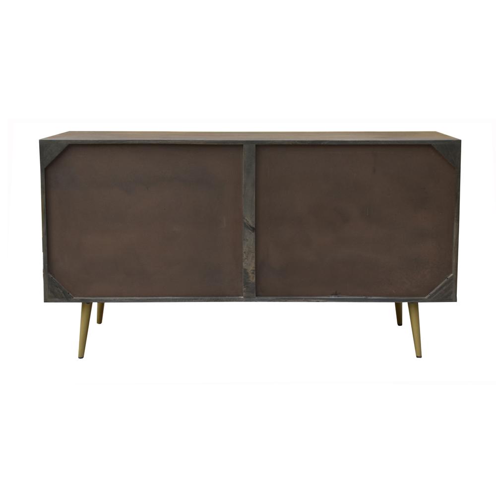 Brooklyn Contemporary Solid Mango Wood & Iron Two Door Six Drawer Credenza. Picture 7