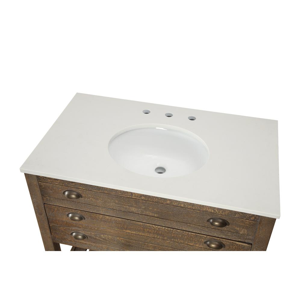Cream Colored Speckled Cultured Marble Topped One Drawer Vanity Sink, 78626. Picture 7