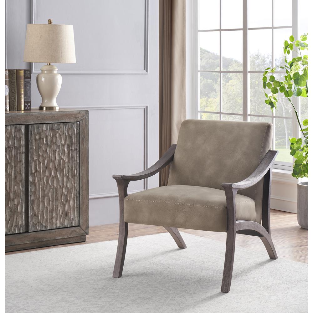 Taylor Upholstered Grey Armchair Chair with Wood Frame. Picture 5