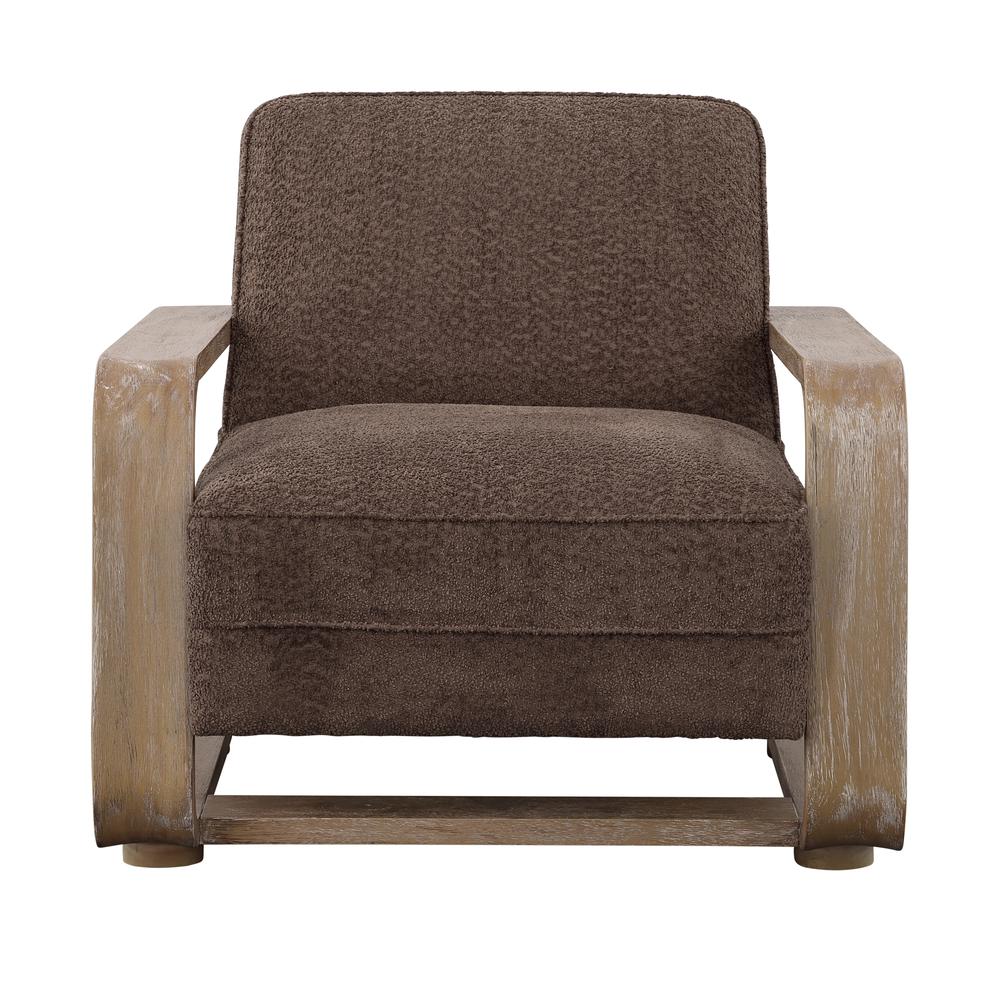 Roland Upholstered Grey Armchair Chair with Wood Frame. Picture 2