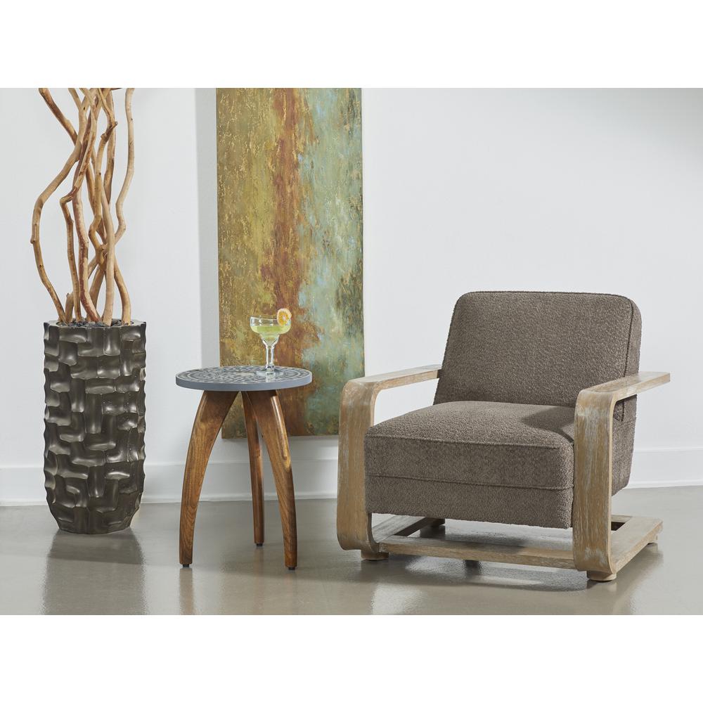 Roland Upholstered Grey Armchair Chair with Wood Frame. Picture 8