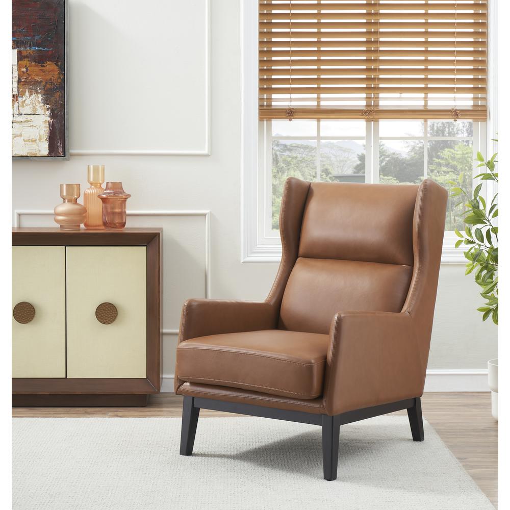 Boston Brown Leather Armchair. Picture 5