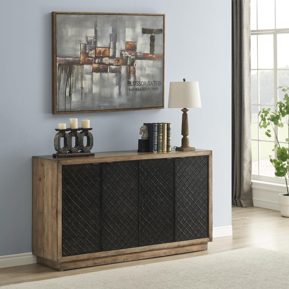 Lennox Transitional Light Natural and Black Four Door Credenza. Picture 7