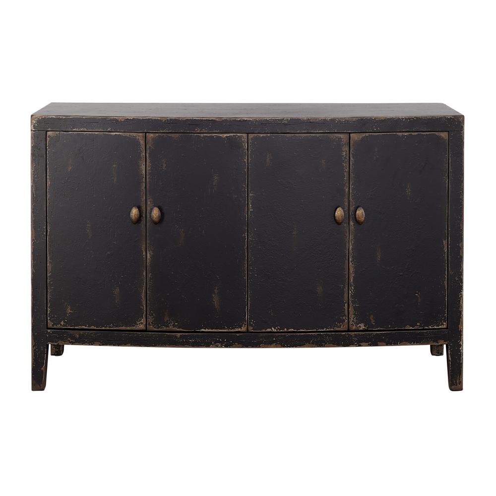 Mina Weathered Black and Brown Four Door Credenza. Picture 2