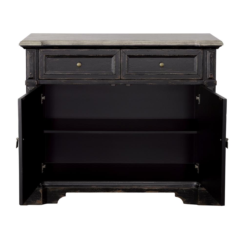 Karsyn Traditional Two Door Cabinet with Two Drawers in Rustic Black Finish. Picture 5