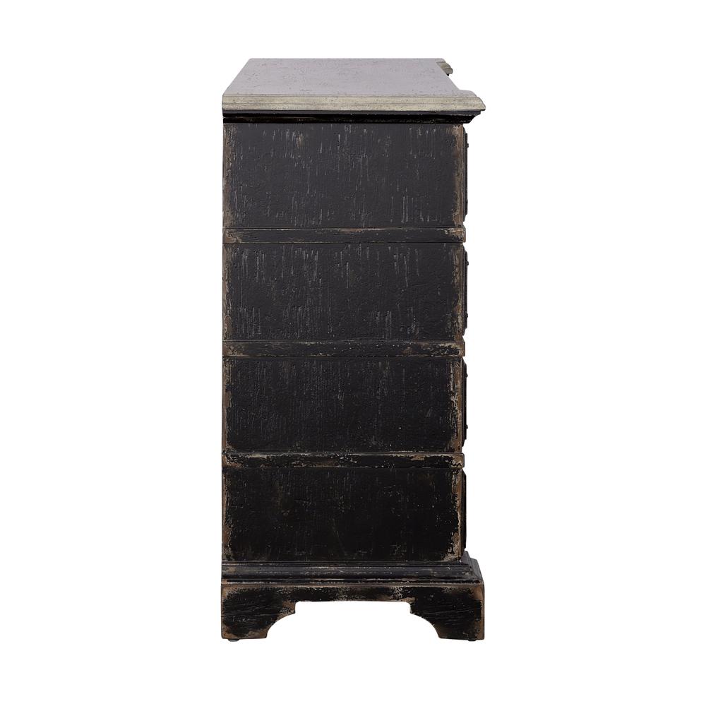 Karsyn Traditional Two Door Cabinet with Two Drawers in Rustic Black Finish. Picture 6