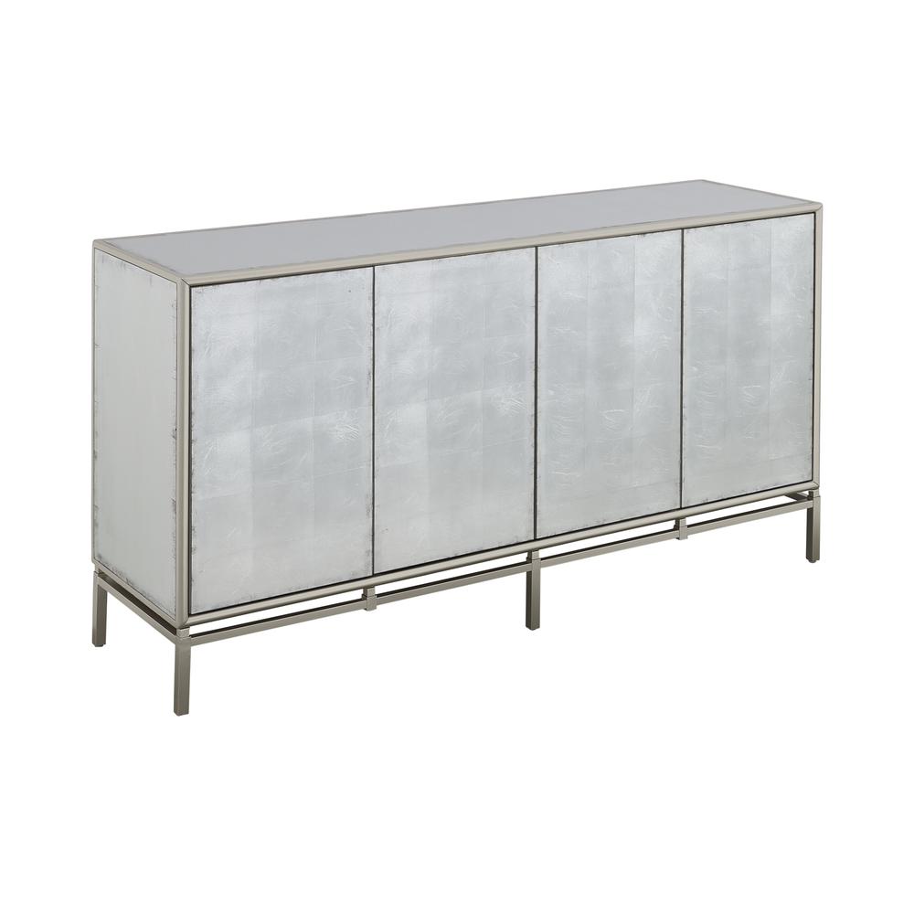 Zariyah Silver Leaf Four Door Cabinet. Picture 1