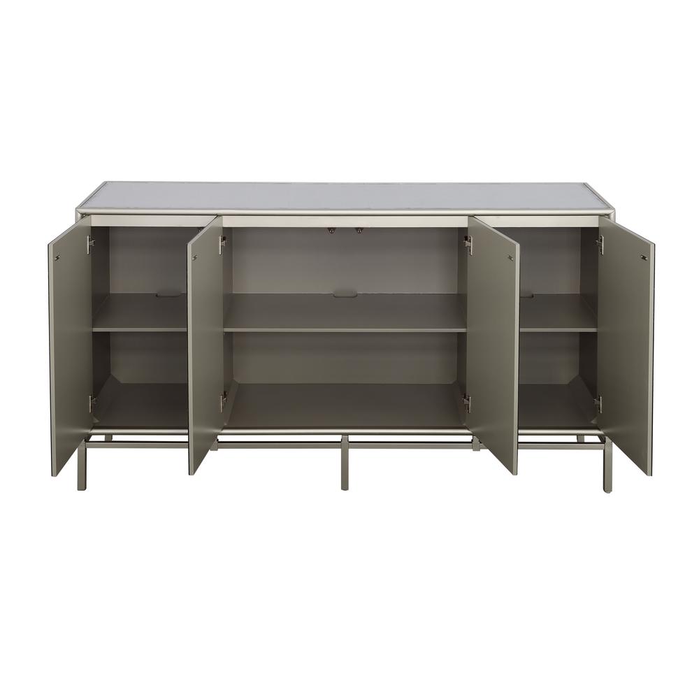 Zariyah Silver Leaf Four Door Cabinet. Picture 4