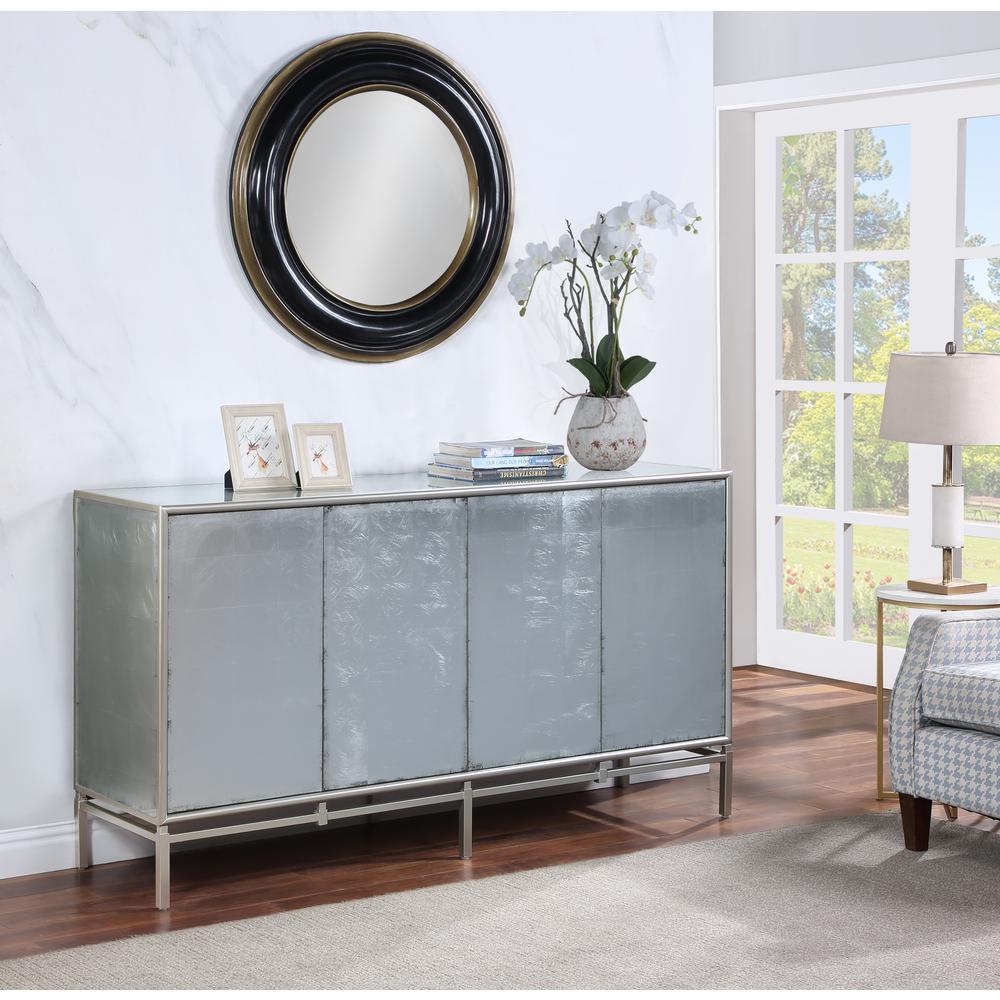 Zariyah Silver Leaf Four Door Cabinet. Picture 6