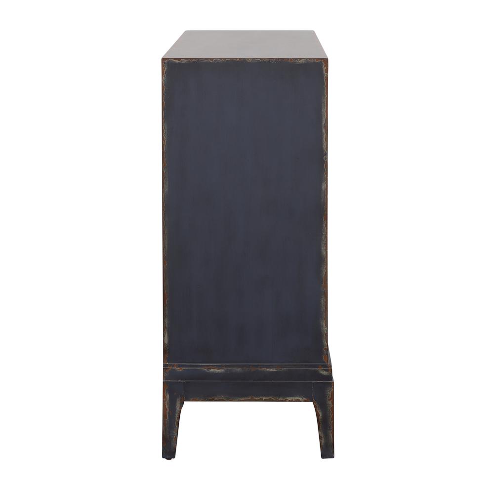 Boone Textured Dark Blue Two Door Cabinet with Smoked Glass Inlay. Picture 5