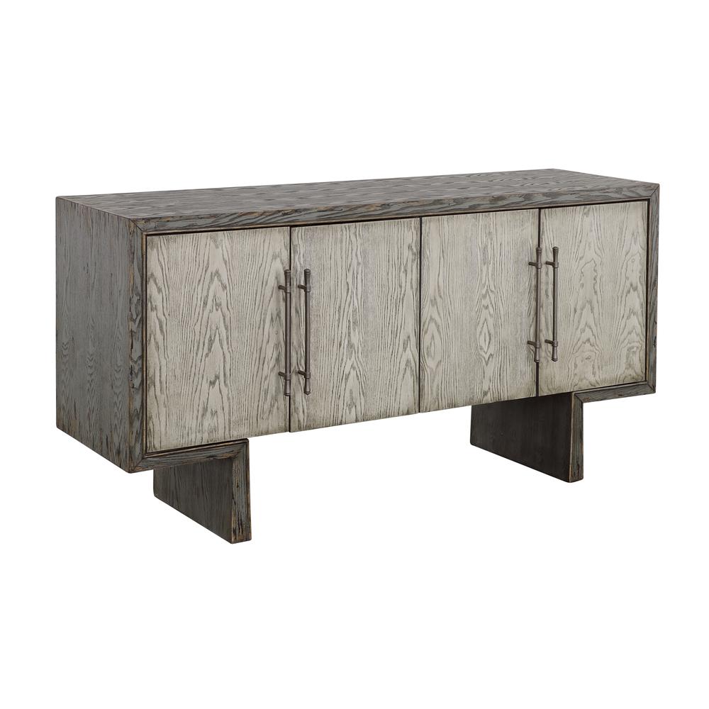 Cannon Textured Grey Four Door Credenza. Picture 1