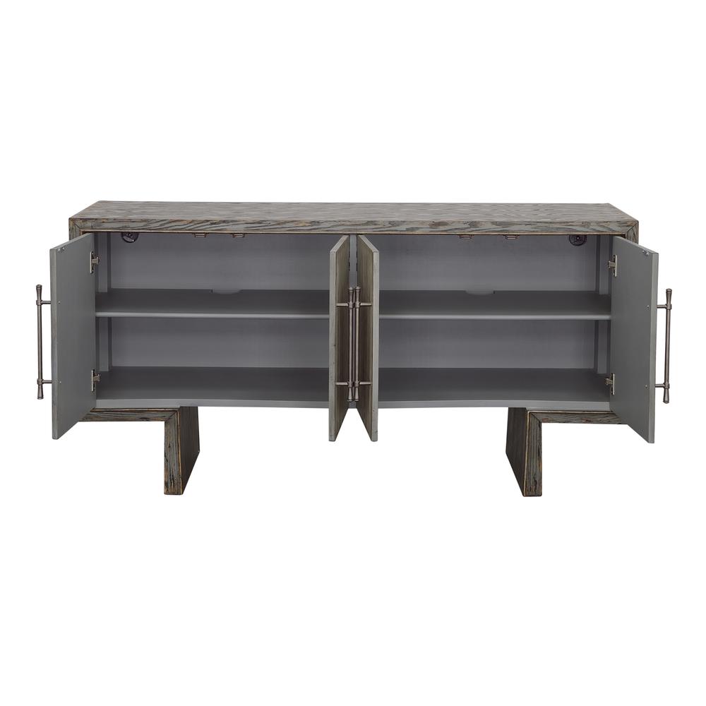 Cannon Textured Grey Four Door Credenza. Picture 4