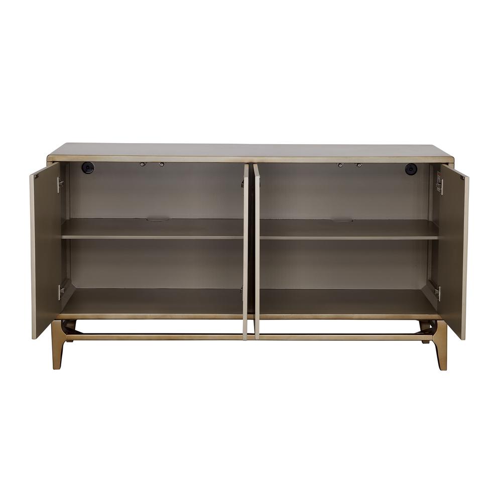 Lylah Transitional Dreamscape Gold Four Door Credenza with Silverleaf Finish. Picture 4