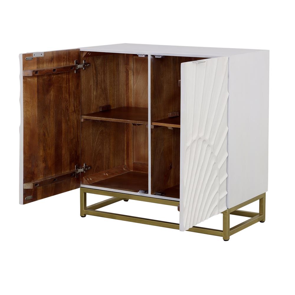 Modern White Storage Cabinet with Gold Painted Metal Base. Picture 3