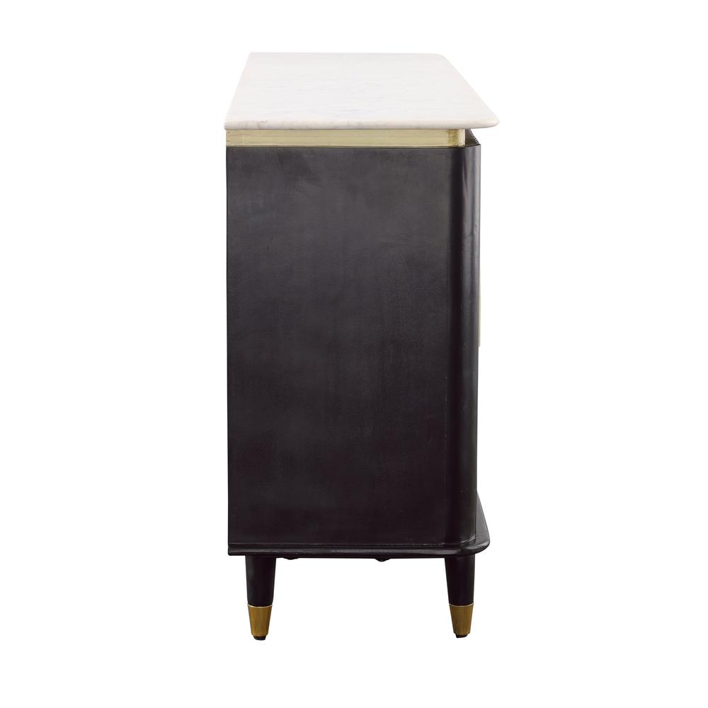 Davina Transitional Black & Gold Four Door Credenza with Marble Top. Picture 5