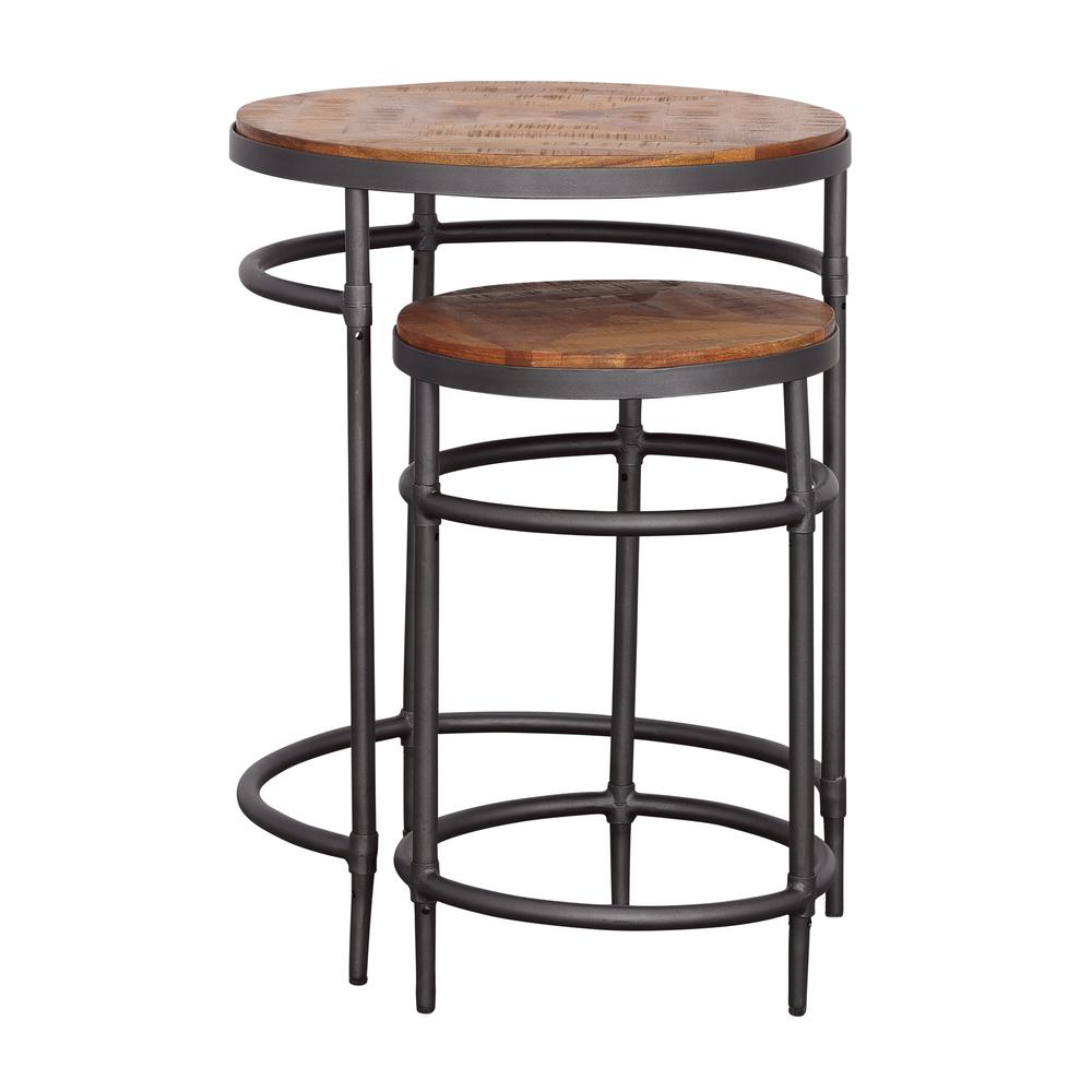 Nalani Industrial Solid Wood & Iron Nesting Tables (Set of 2). Picture 1