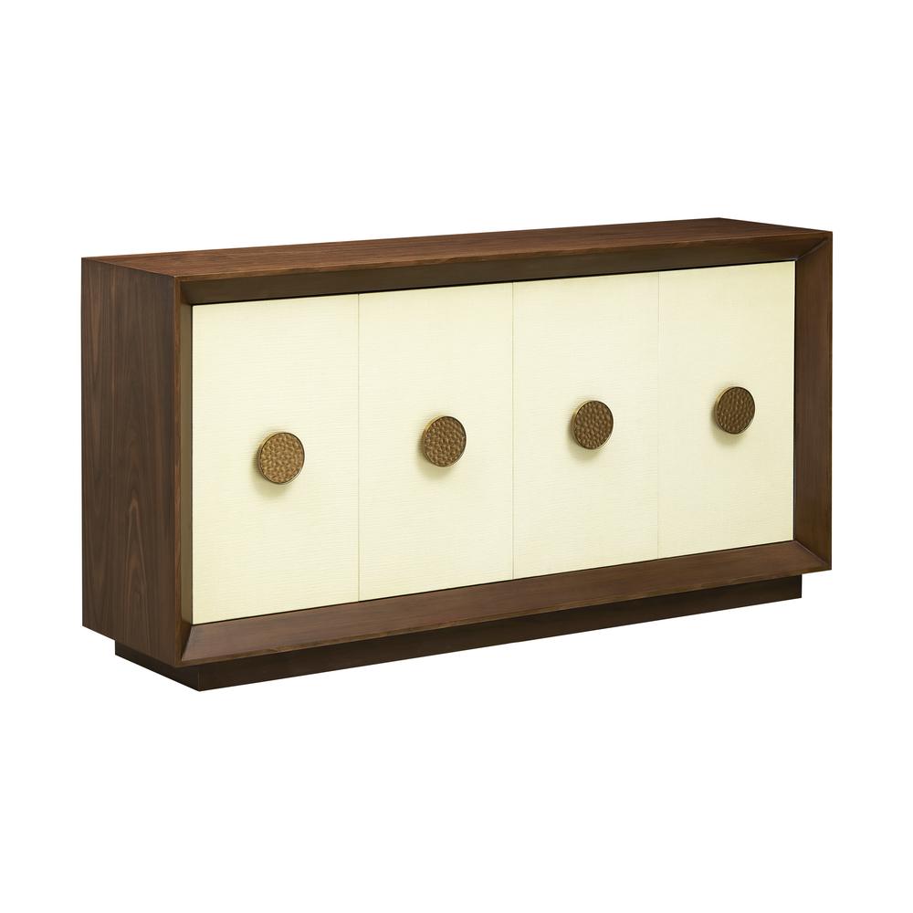 Shelburne Four Door Walnut & Cream Credenza with Gold Accents. Picture 4