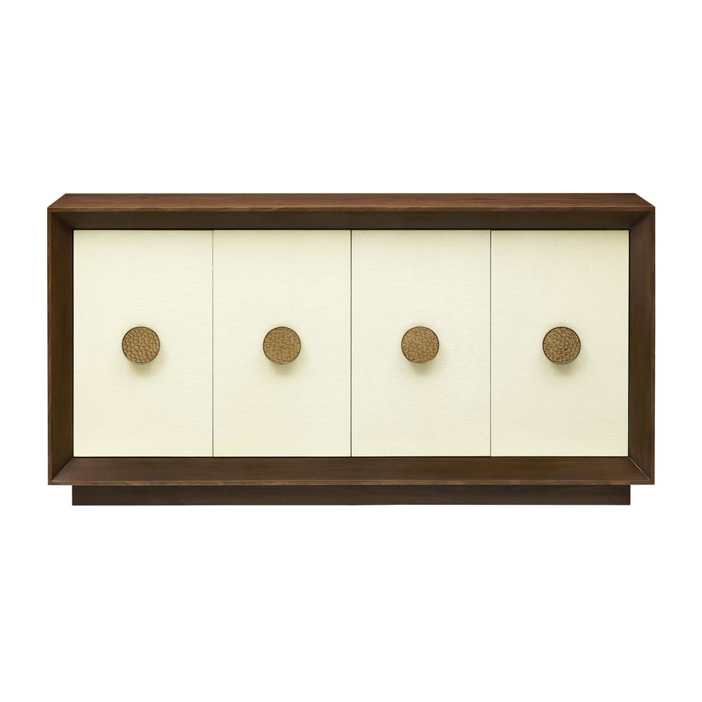 Shelburne Four Door Walnut & Cream Credenza with Gold Accents. Picture 2