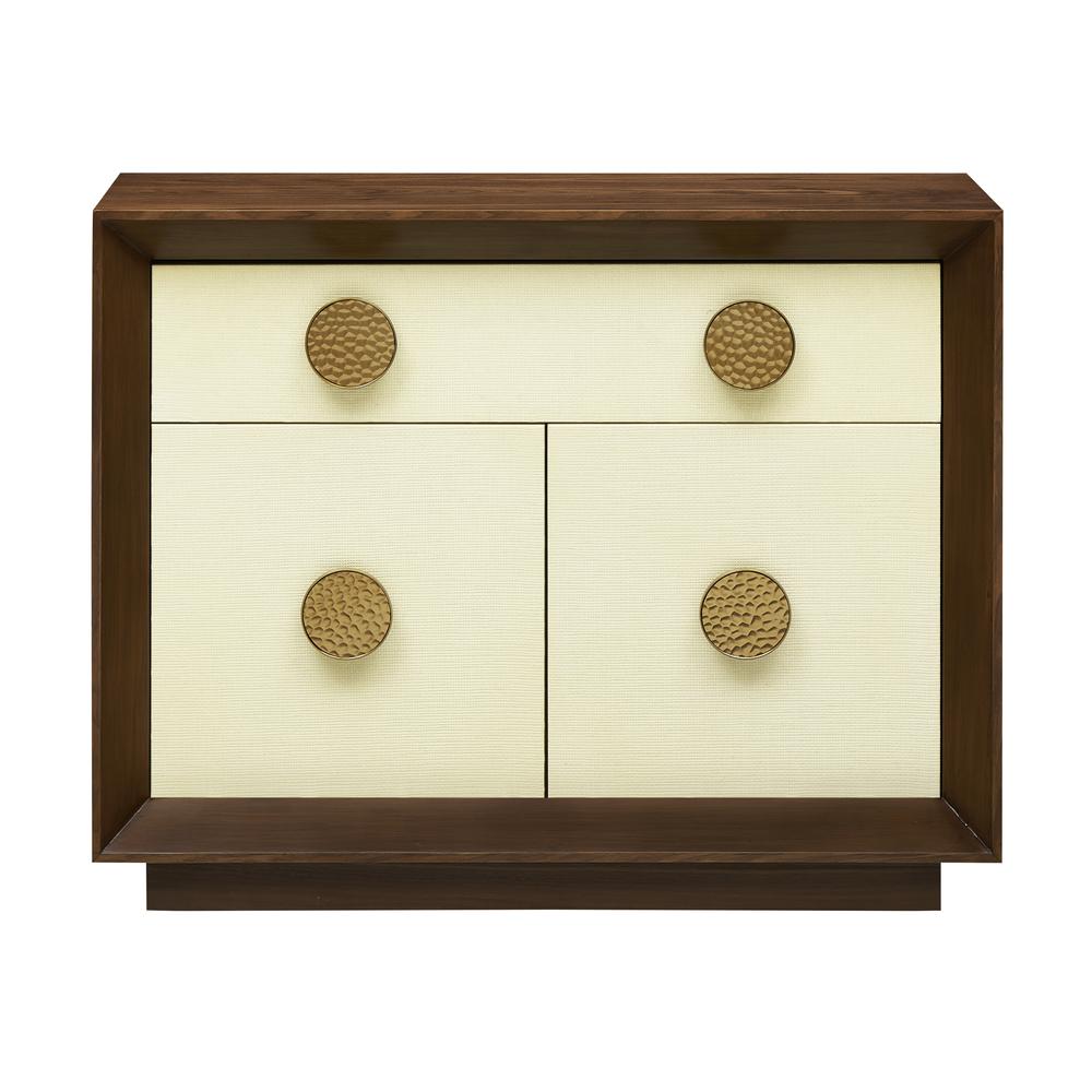 Shelburne Four Door Walnut & Cream Credenza with Gold Accents. Picture 1