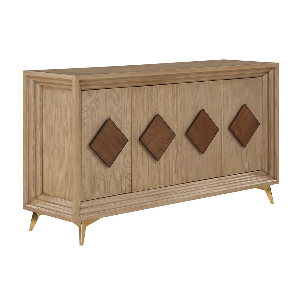 Sherwood Wheat Brown Transitional Four Door Credenza. Picture 6