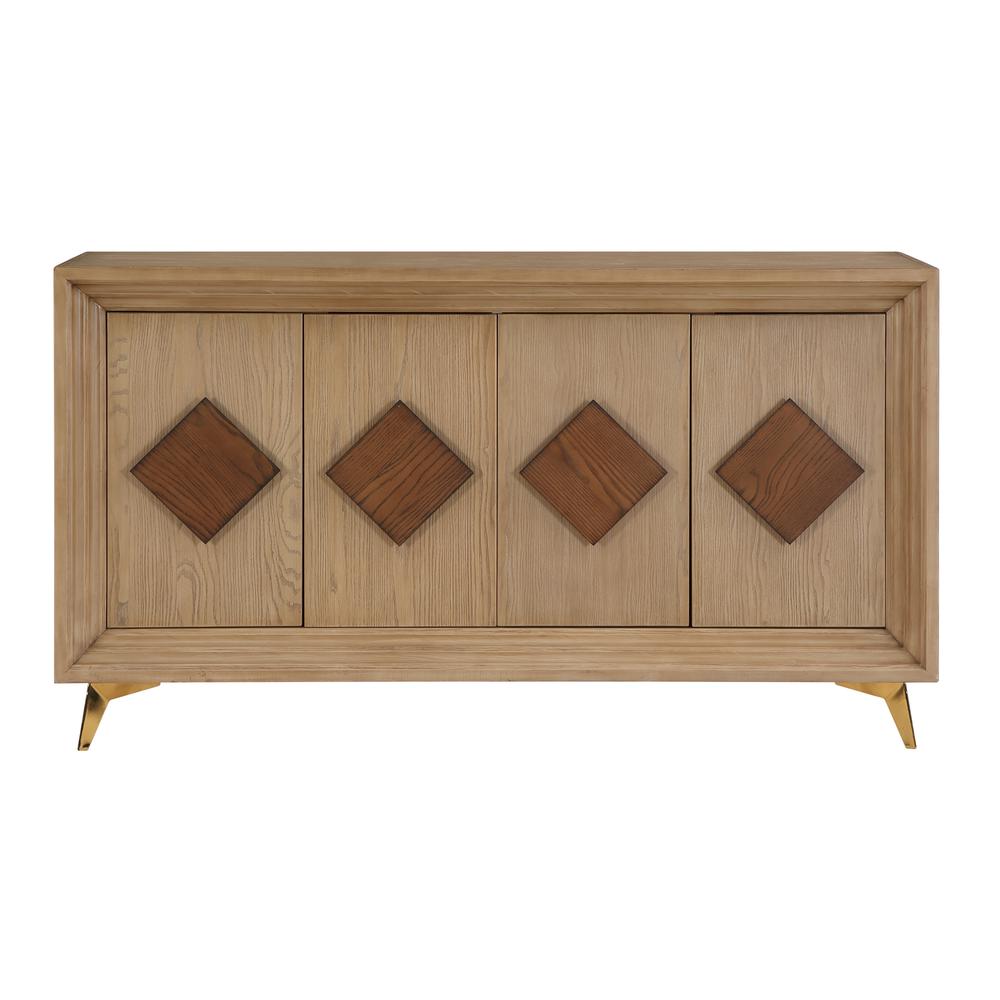 Sherwood Wheat Brown Transitional Four Door Credenza. Picture 1