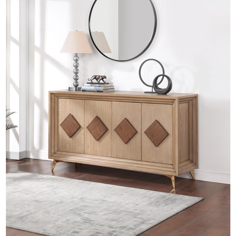 Sherwood Wheat Brown Transitional Four Door Credenza. Picture 5