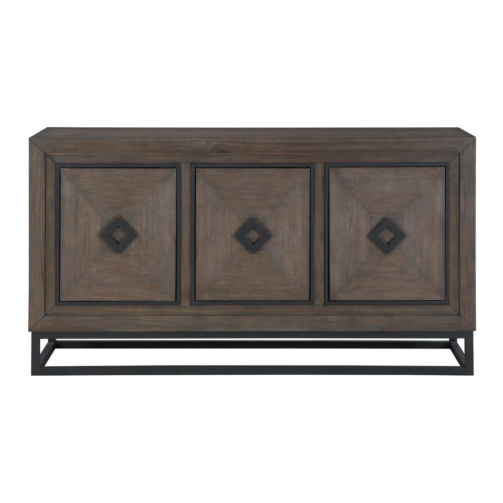 Folkstone Brown Transitional Three Door Credenza. Picture 1
